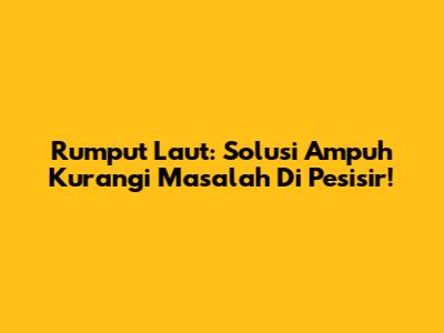Rumput Laut: Solusi Ampuh Kurangi Masalah Di Pesisir!