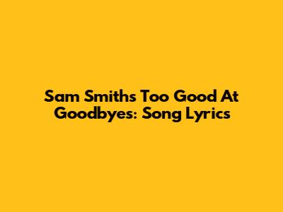 Sam Smith's Too Good At Goodbyes: Song Lyrics