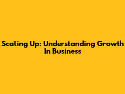 Scaling Up: Understanding Growth In Business