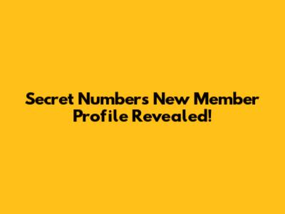 Secret Number's New Member Profile Revealed!