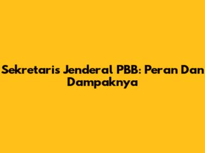 Sekretaris Jenderal PBB: Peran Dan Dampaknya