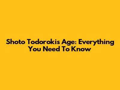 Shoto Todoroki's Age: Everything You Need To Know