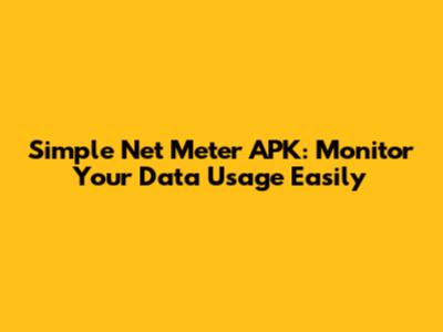Simple Net Meter APK: Monitor Your Data Usage Easily