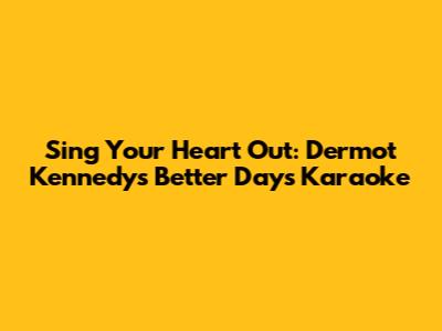 Sing Your Heart Out: Dermot Kennedy's Better Days Karaoke