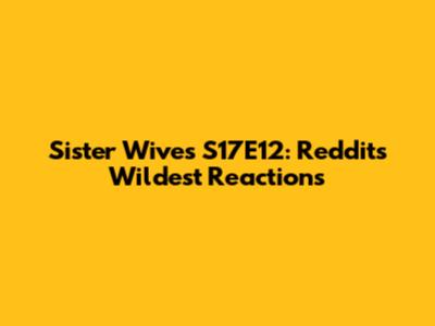 Sister Wives S17E12: Reddit's Wildest Reactions