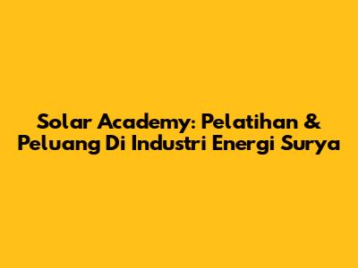 Solar Academy: Pelatihan & Peluang Di Industri Energi Surya