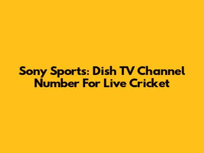 Sony Sports: Dish TV Channel Number For Live Cricket