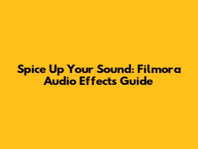 Spice Up Your Sound: Filmora Audio Effects Guide