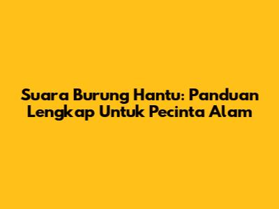 Suara Burung Hantu: Panduan Lengkap Untuk Pecinta Alam