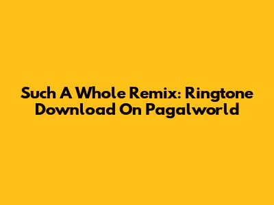 Such A Whole Remix: Ringtone Download On Pagalworld