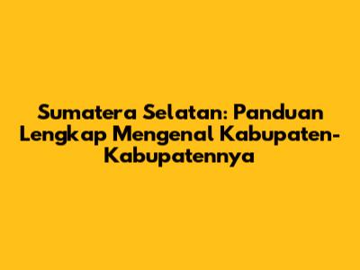 Sumatera Selatan: Panduan Lengkap Mengenal Kabupaten-Kabupatennya