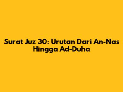 Surat Juz 30: Urutan Dari An-Nas Hingga Ad-Duha