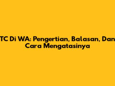TC Di WA: Pengertian, Balasan, Dan Cara Mengatasinya