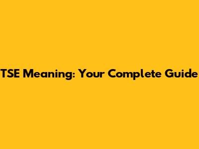 TSE Meaning: Your Complete Guide