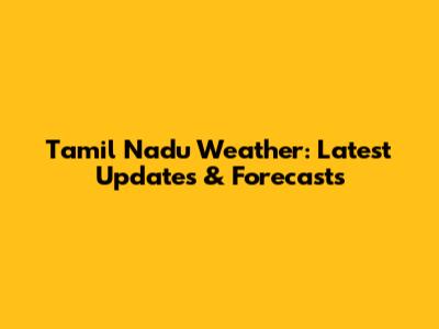 Tamil Nadu Weather: Latest Updates & Forecasts