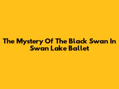 The Mystery Of The Black Swan In Swan Lake Ballet