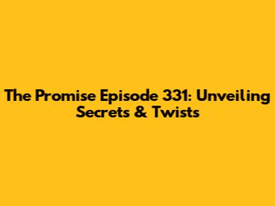 The Promise Episode 331: Unveiling Secrets & Twists