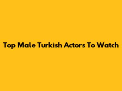Top Male Turkish Actors To Watch