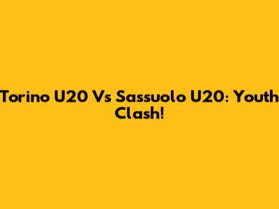 Torino U20 Vs Sassuolo U20: Youth Clash!