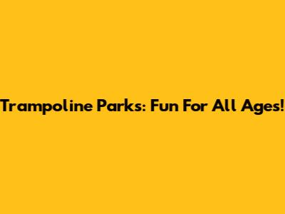 Trampoline Parks: Fun For All Ages!