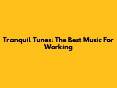 Tranquil Tunes: The Best Music For Working