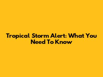 Tropical Storm Alert: What You Need To Know