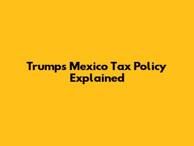 Trump's Mexico Tax Policy Explained