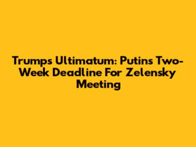 Trump's Ultimatum: Putin's Two-Week Deadline For Zelensky Meeting