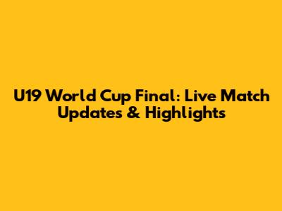 U19 World Cup Final: Live Match Updates & Highlights