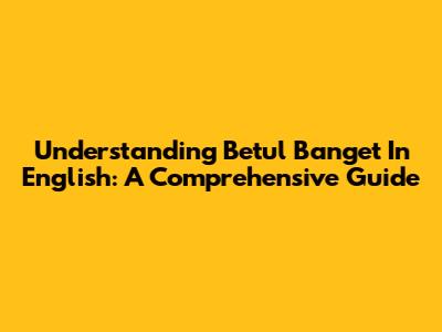 Understanding "Betul Banget" In English: A Comprehensive Guide