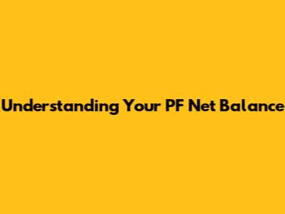 Understanding Your PF Net Balance