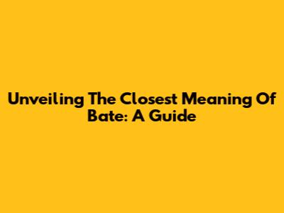 Unveiling The Closest Meaning Of 'Bate': A Guide