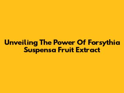 Unveiling The Power Of Forsythia Suspensa Fruit Extract