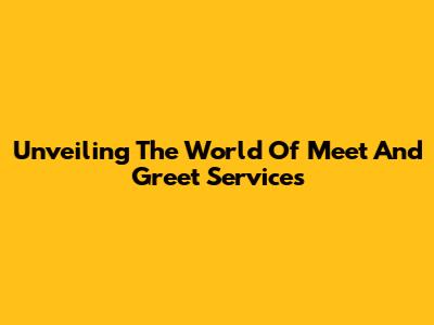 Unveiling The World Of Meet And Greet Services