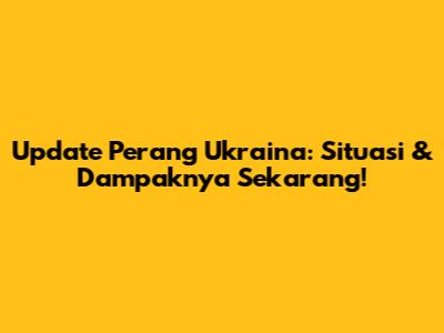 Update Perang Ukraina: Situasi & Dampaknya Sekarang!