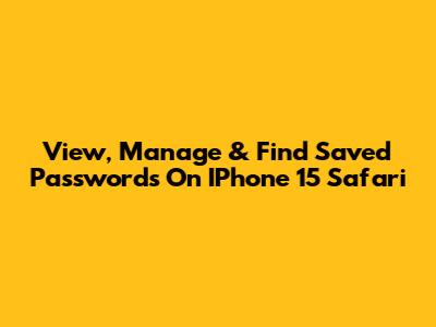 View, Manage & Find Saved Passwords On IPhone 15 Safari