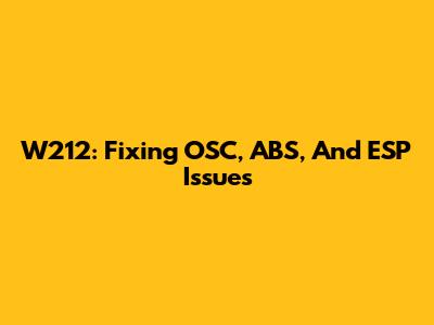 W212: Fixing OSC, ABS, And ESP Issues