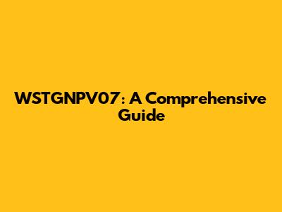 WSTGNPV07: A Comprehensive Guide