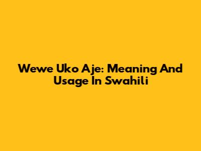 Wewe Uko Aje: Meaning And Usage In Swahili
