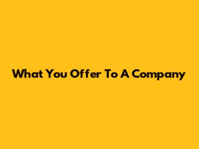 What You Offer To A Company