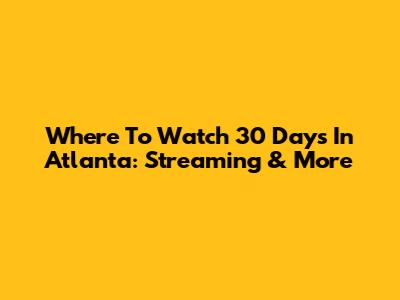 Where To Watch 30 Days In Atlanta: Streaming & More
