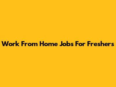 Work From Home Jobs For Freshers
