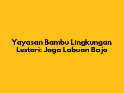 Yayasan Bambu Lingkungan Lestari: Jaga Labuan Bajo