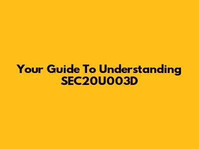 Your Guide To Understanding SEC20U003D