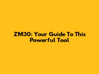 ZM30: Your Guide To This Powerful Tool