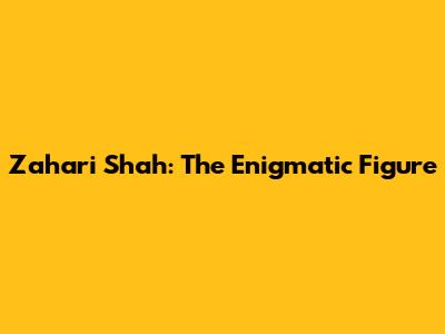 Zahari Shah: The Enigmatic Figure