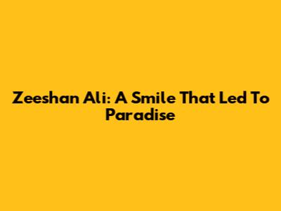 Zeeshan Ali: A Smile That Led To Paradise
