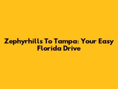 Zephyrhills To Tampa: Your Easy Florida Drive