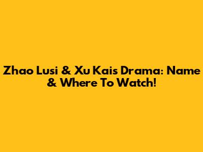 Zhao Lusi & Xu Kai's Drama: Name & Where To Watch!