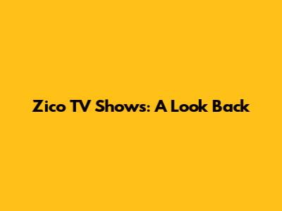 Zico TV Shows: A Look Back